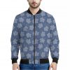 Maple Leaf Denim Jeans Pattern Print Bomber Jacket