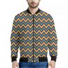 Mardi Gras Chevron Pattern Print Bomber Jacket