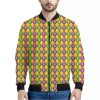 Mardi Gras Diamond Pattern Print Bomber Jacket