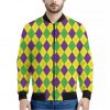 Mardi Gras Fat Tuesday Argyle Print Bomber Jacket