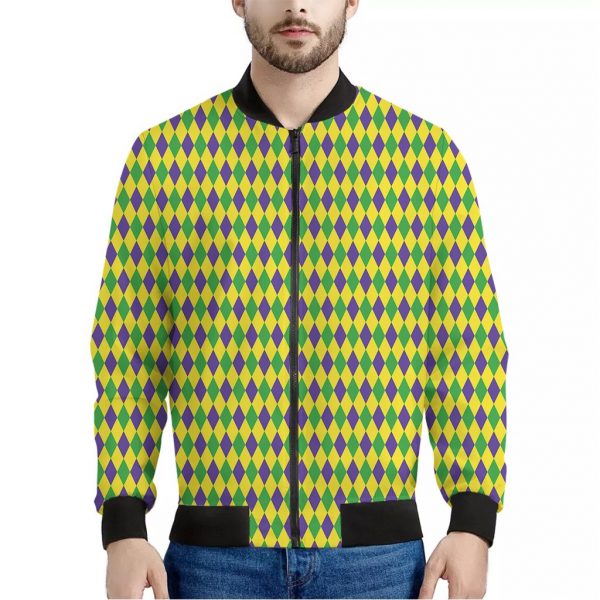 Mardi Gras Fat Tuesday Pattern Print Bomber Jacket