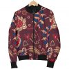 Maroon Vintage Bohemian Floral Print Bomber Jacket