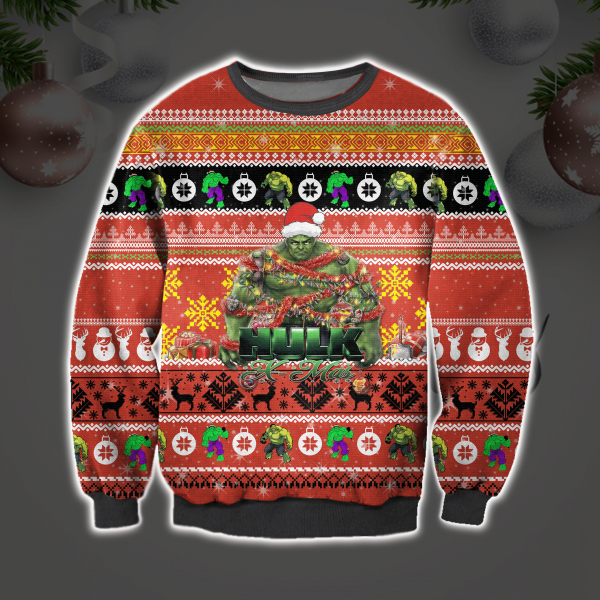 Marvel X-Mas Hulk 3D All Over Printed Ugly Christmas Sweatshirt