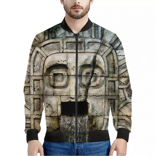 Mayan Stone Print Bomber Jacket