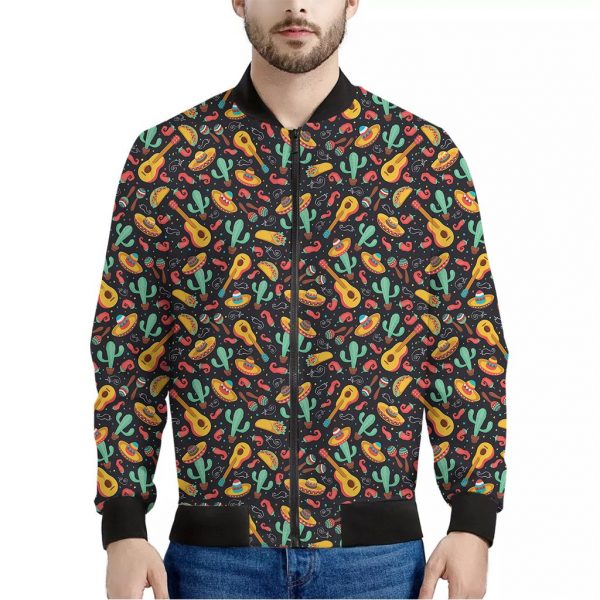 Mexico Cinco de Mayo Pattern Print Bomber Jacket