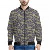 Military Tiger Stripe Camouflage Print Bomber Jacket