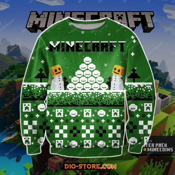 Minecraft Game 3D Knitting Pattern Print Ugly Christmas Sweatshirt