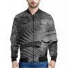 Monochrome Dinosaur Fossil Print Bomber Jacket