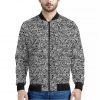 Monochrome Graffiti Hippie Pattern Print Bomber Jacket