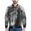 Monochrome Horse Print Bomber Jacket