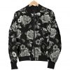 Monochrome Rose Floral Pattern Print Bomber Jacket