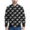 Monochrome Rose Pattern Print Bomber Jacket