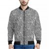 Monochrome Zentangle Pattern Print Bomber Jacket
