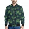 Monstera Palm Leaves Pattern Print Bomber Jacket