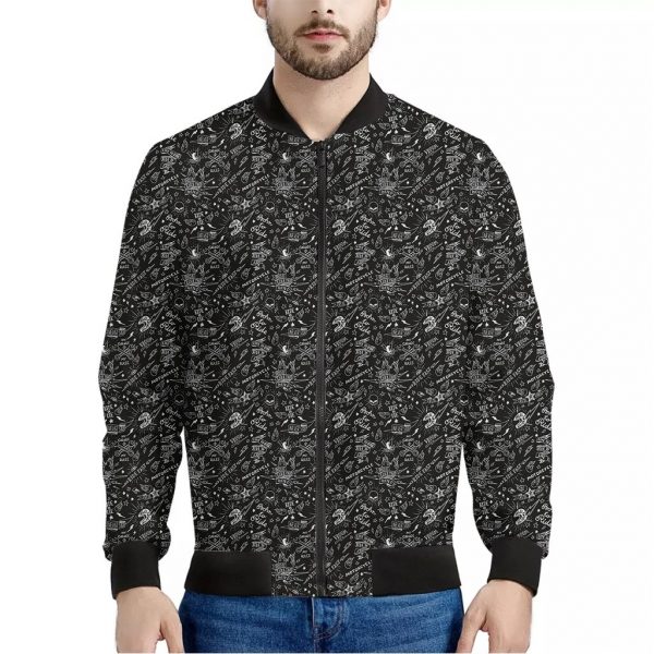 Motorcycle Words Pattern Print Bomber Jacket