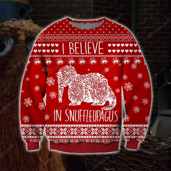 Mr. Snuffleupagus Knitting Pattern 3D Print Ugly Christmas Sweatshirt