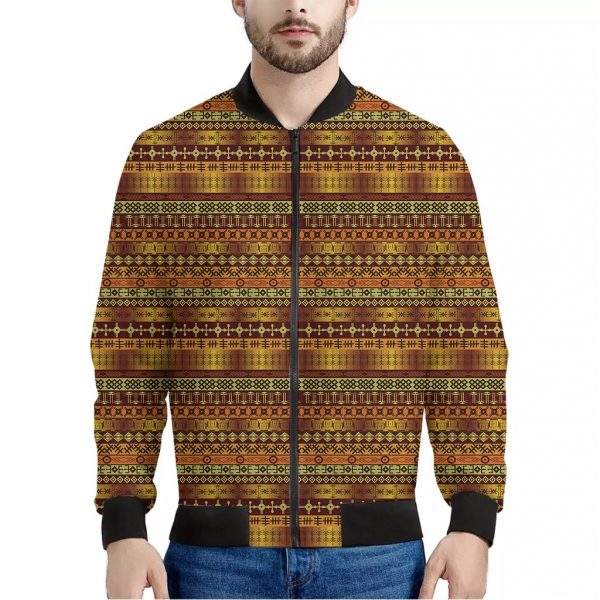 Native African Tribal Pattern Print Bomber Jacket