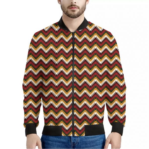 Native American Chevron Tribal Print Bomber Jacket