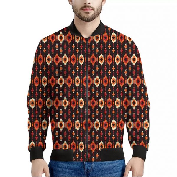 Native American Pendleton Pattern Print Bomber Jacket