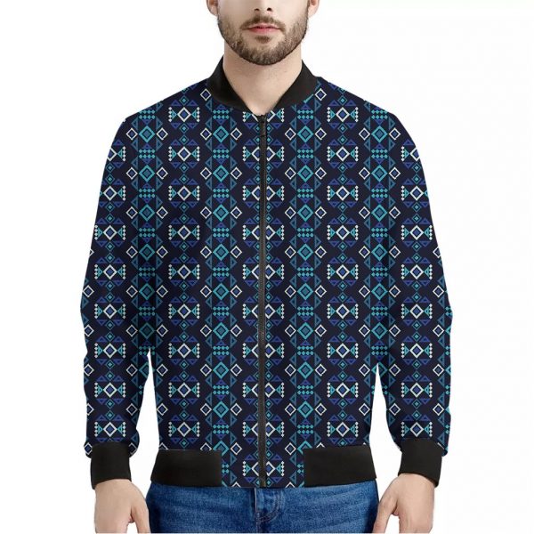 Native Ethnic Pattern Print Bomber Jacket