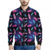 Native Feather Pattern Print Bomber Jacket