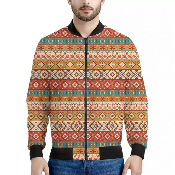 Native Pendleton Navajo Pattern Print Bomber Jacket