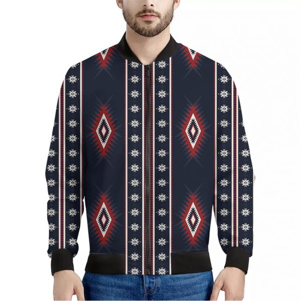 Native Tribal Navajo Pattern Print Bomber Jacket