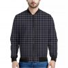 Navy Tattersall Pattern Print Bomber Jacket