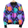 Neon EDM Zig Zag Pineapple Pattern Print Bomber Jacket