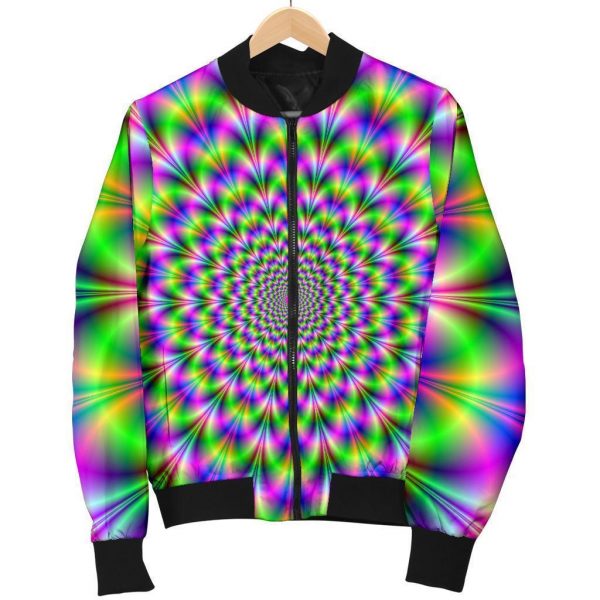 Neon Psychedelic Optical Illusion Bomber Jacket