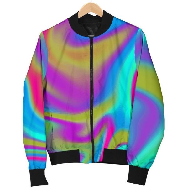 Neon Psychedelic Trippy Print Bomber Jacket