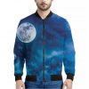 Night Sky And Moonlight Print Bomber Jacket
