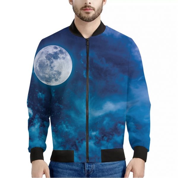 Night Sky And Moonlight Print Bomber Jacket