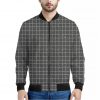 Noisy Windowpane Pattern Print Bomber Jacket