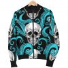 Octopus Tentacles Skull Pattern Print Bomber Jacket