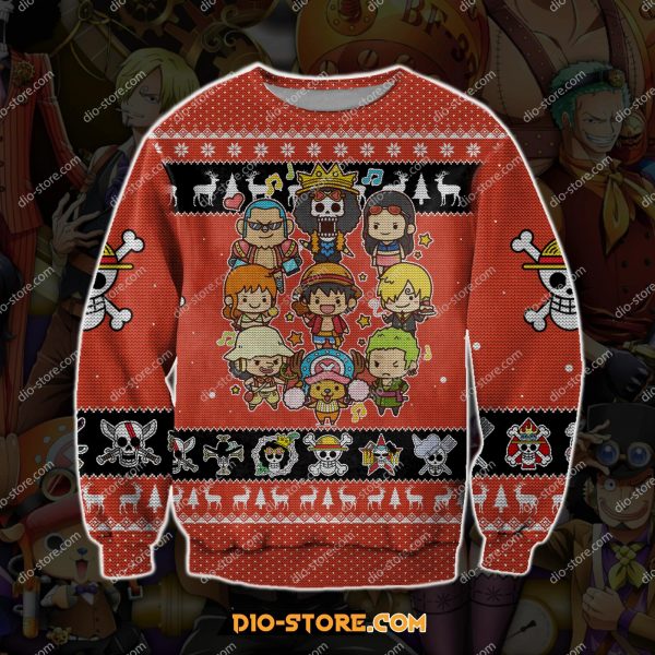 One Piece 3D Knitting Pattern Print Ugly Christmas Sweatshirt