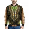 Orange And Black African Dashiki Print Bomber Jacket
