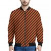 Orange And Black Halloween Pattern Print Bomber Jacket