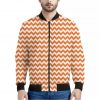 Orange And White Chevron Pattern Print Bomber Jacket
