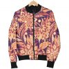Orange Bohemian Floral Pattern Print Bomber Jacket
