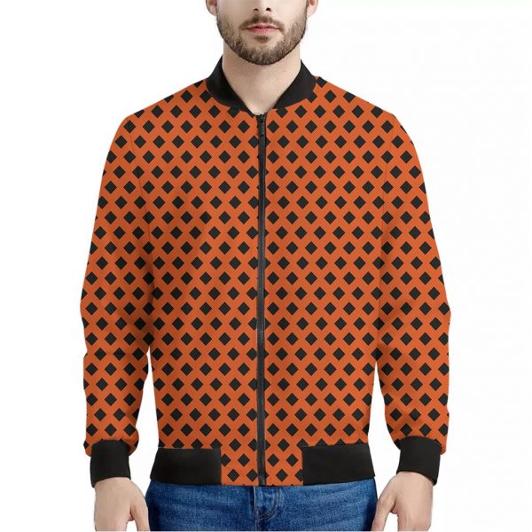 Orange Halloween Pattern Print Bomber Jacket