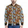 Orange Monarch Butterflies Pattern Print Bomber Jacket