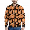 Orange Pumpkin Pattern Print Bomber Jacket