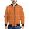 Orange Tattersall Pattern Print Bomber Jacket