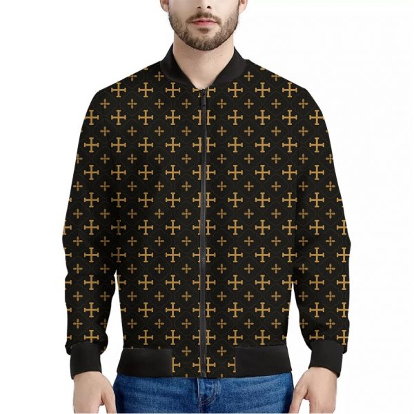 Orthodox Christian Pattern Print Bomber Jacket