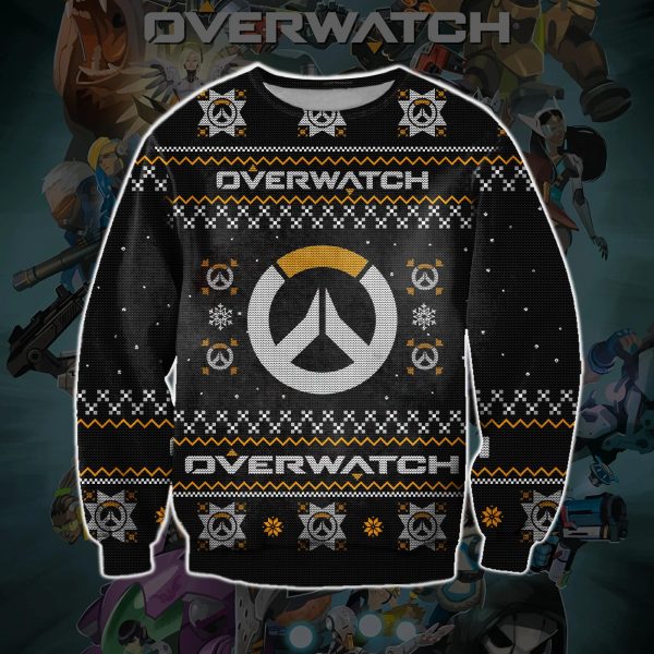 Overwatch Game 3D Knitting Pattern Print Ugly Christmas Sweatshirt