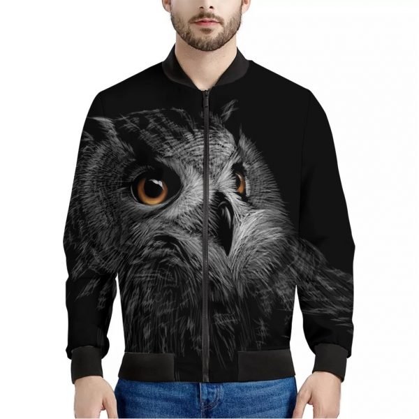 Owl Portrait Print Bomber Jacket