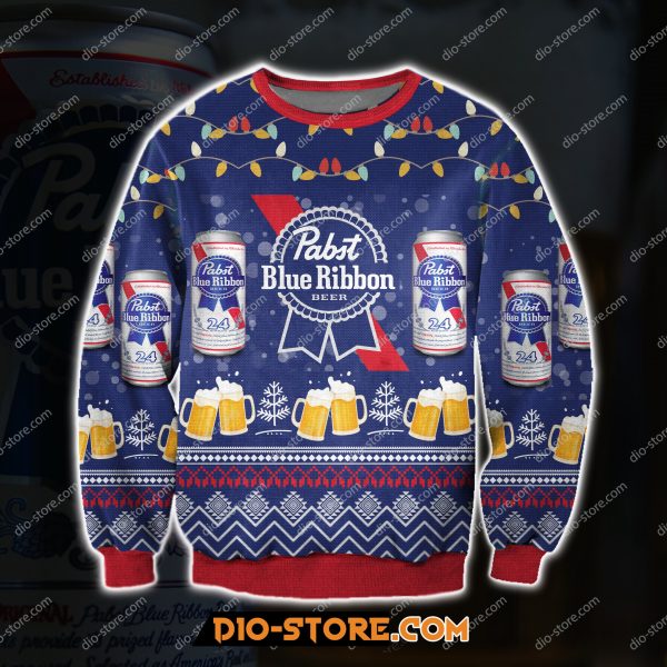 Pabst Blue Ribbon Beer 3D All Over Print Ugly Christmas Sweatshirt