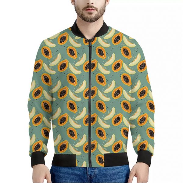 Papaya And Melon Pattern Print Bomber Jacket