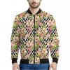 Pastel Alstroemeria Zigzag Pattern Print Bomber Jacket